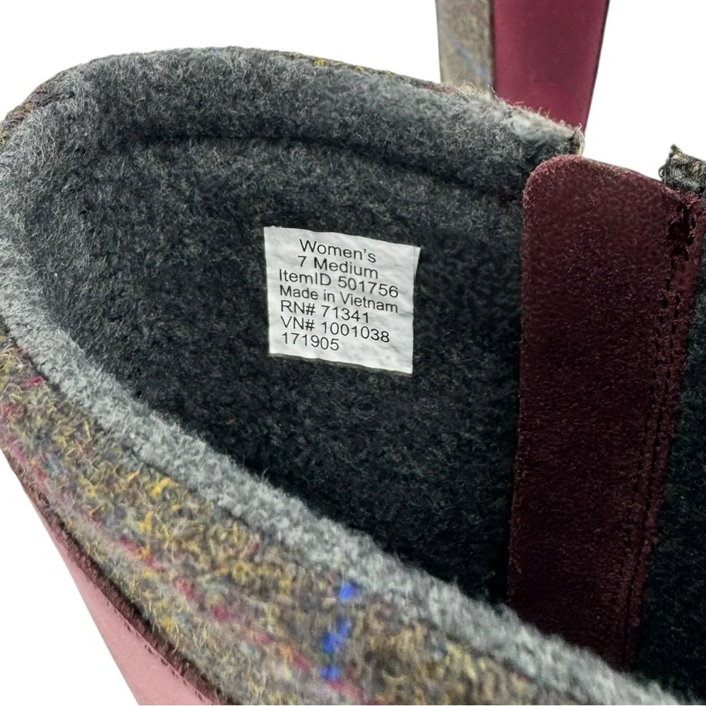 L.L. Bean North Haven Boots with Plaid Accents Burgundy Size 7